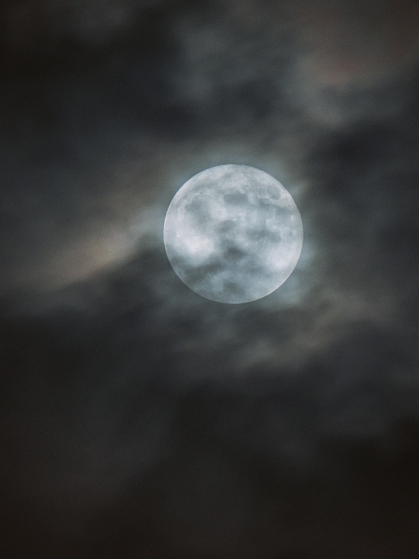 超级蓝月亮满月云遮月图片下载