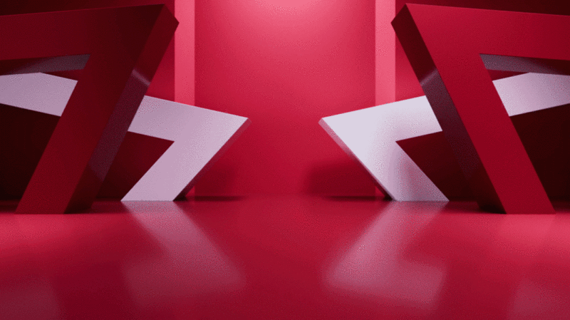 红色创意几何体室内空间3D渲染图片下载