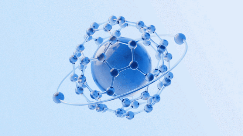 蓝色玻璃材质分子结构3D渲染插画下载