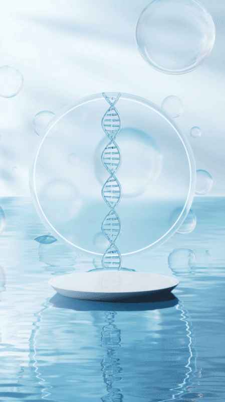 水面上的DNA三维渲染插画下载