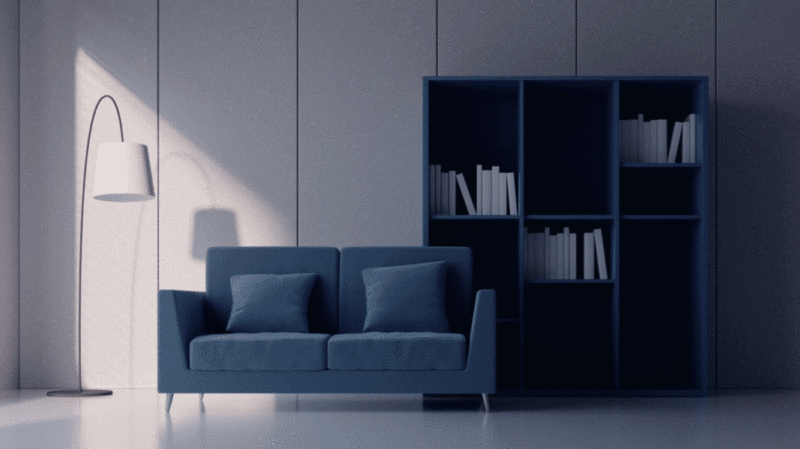 客厅建筑空间3D渲染插画下载