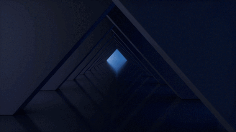 穿梭于深色三角形隧道3D渲染插画下载
