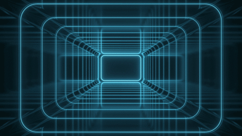 黑色背景下的隧道与霓虹线条3D渲染图片下载