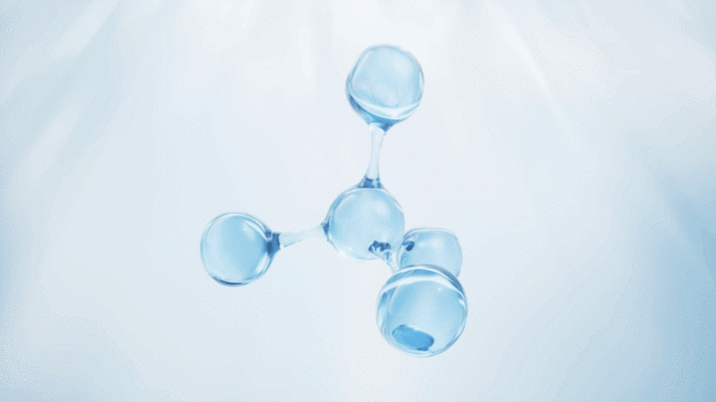 透明分子与蓝色背景3D渲染图片下载