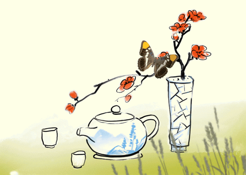 茶叶，茶具，茶壶，茶文化，禅茶一味清新自然高雅艺术水墨动画视频图片下载