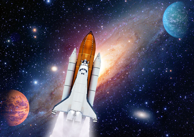 太空飞船火箭发射宇宙飞船宇宙行星恒星。这幅图像的元素提供图片下载