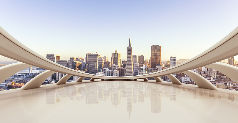 旧金山天际线和空白的平台图片素材