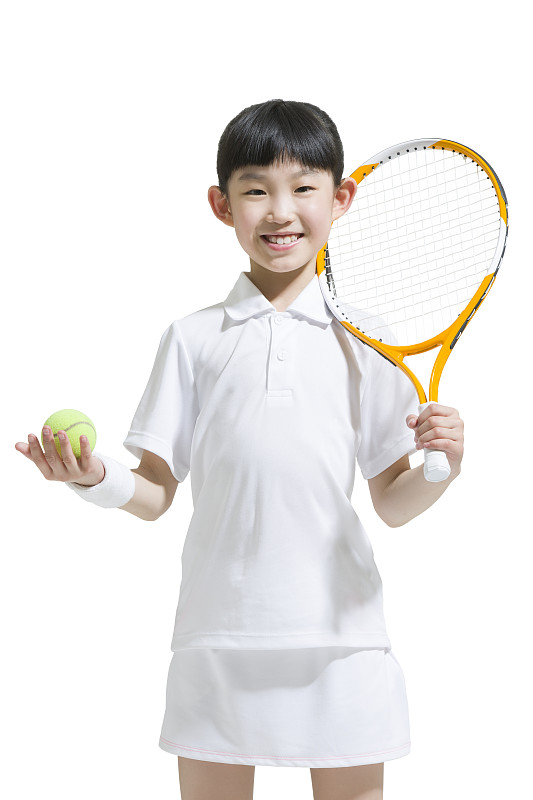 可爱的小女孩打网球图片下载