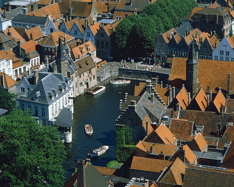 比利时的运河和船只图片下载