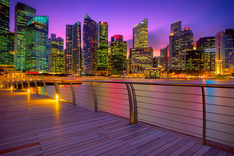 日落时分的新加坡码头图片下载