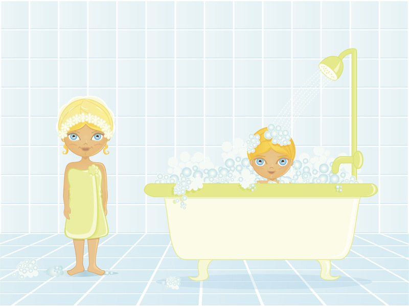 洗澡时间的孩子图片下载