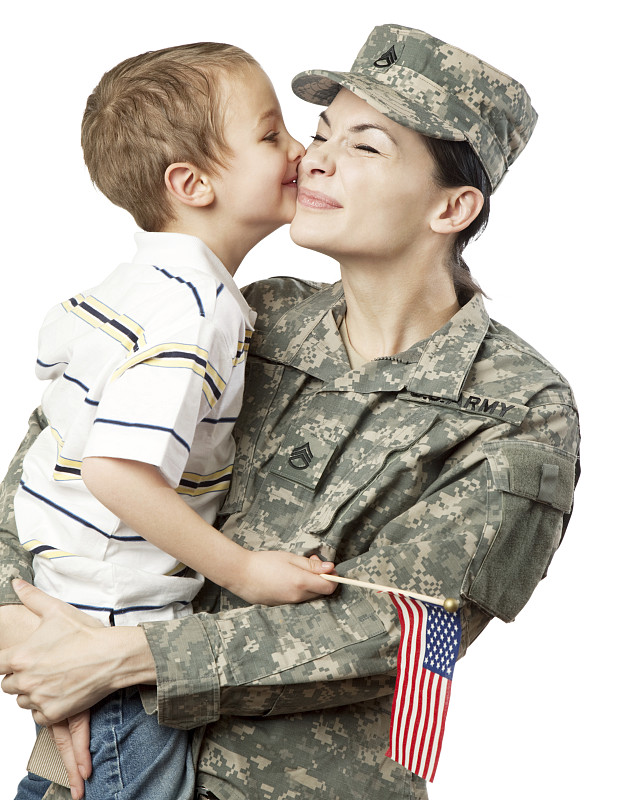 美国女士兵和儿子图片下载