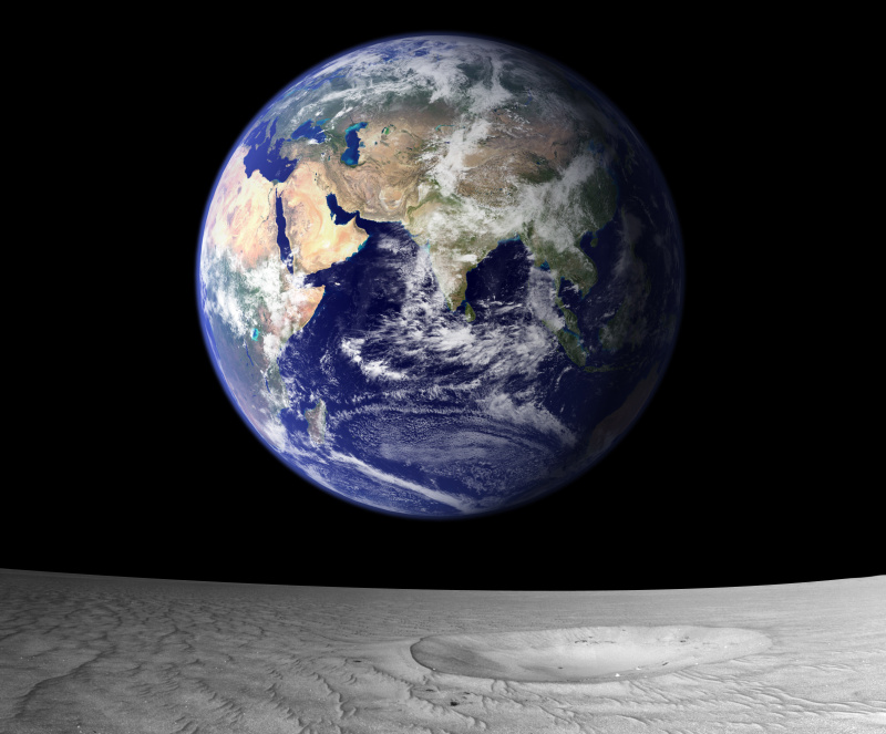 从月球表面看起的地球图片素材