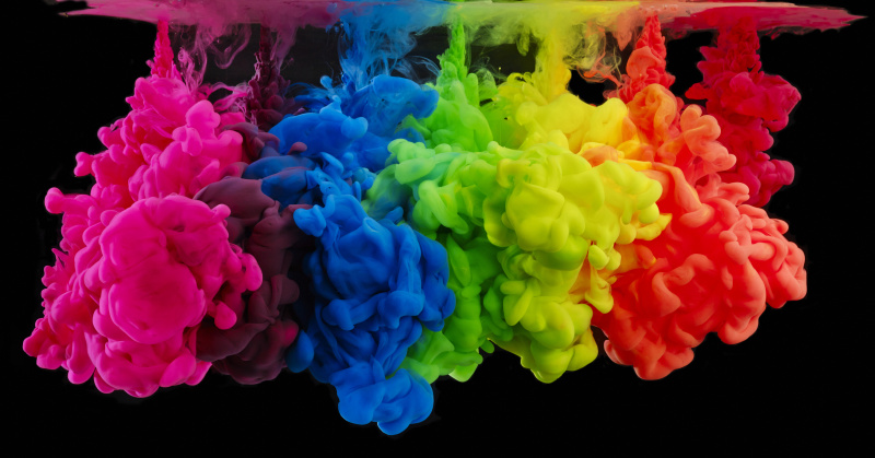彩虹色的墨水，水里的颜料图片下载
