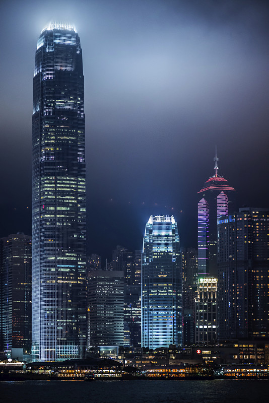 灯光交响乐中香港天际线之夜图片下载