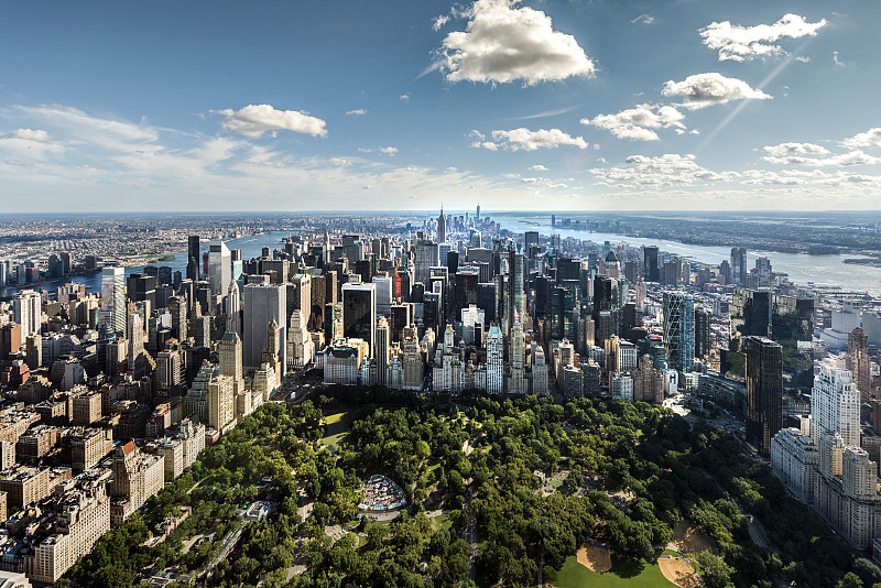 纽约中央公园上空的航拍图图片下载