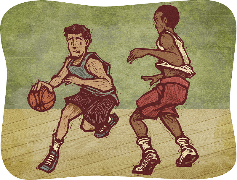 两个年轻人在打篮球图片下载