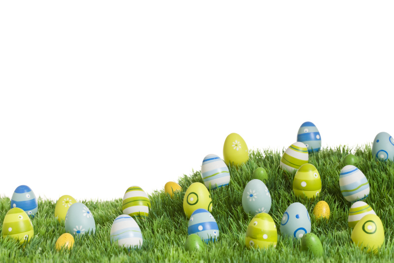 草地上五颜六色的复活节彩蛋图片下载