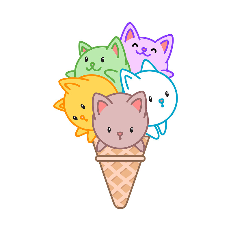 可爱的猫冰淇淋图片下载