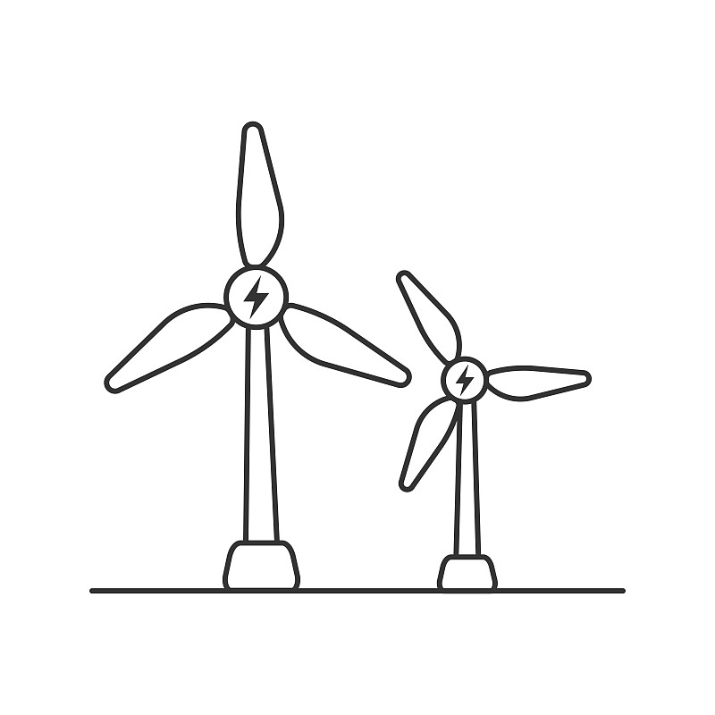风力发电机组标志着生态可再生能源图片下载