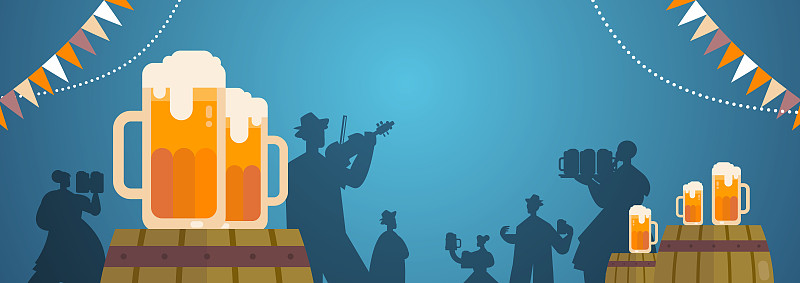 人们剪影庆祝啤酒节啤酒节派对庆祝的概念图片下载