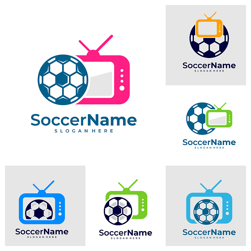 集电视足球标志模板，足球标志设计矢量图片下载
