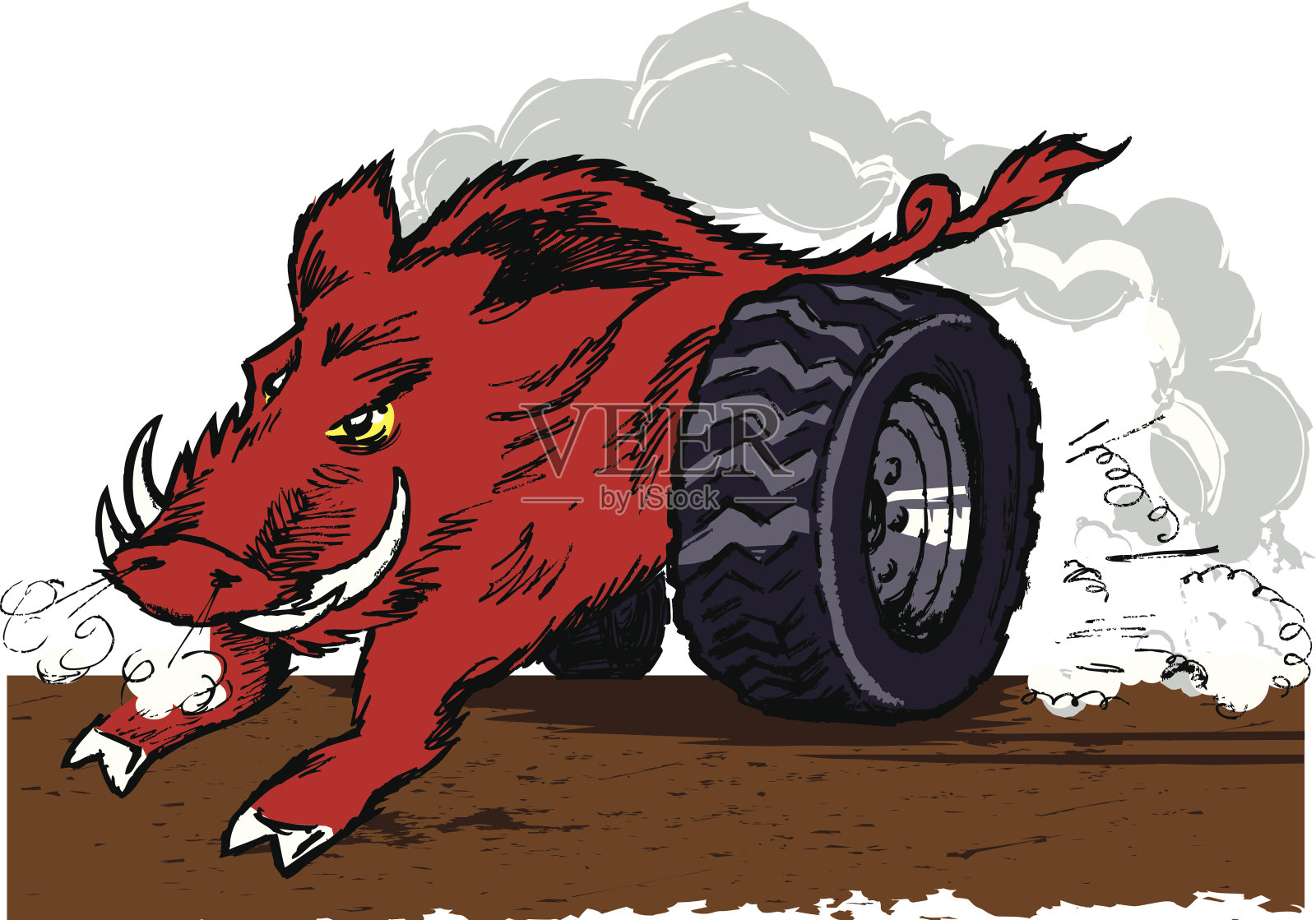 疯狂的赛车猪插画图片素材