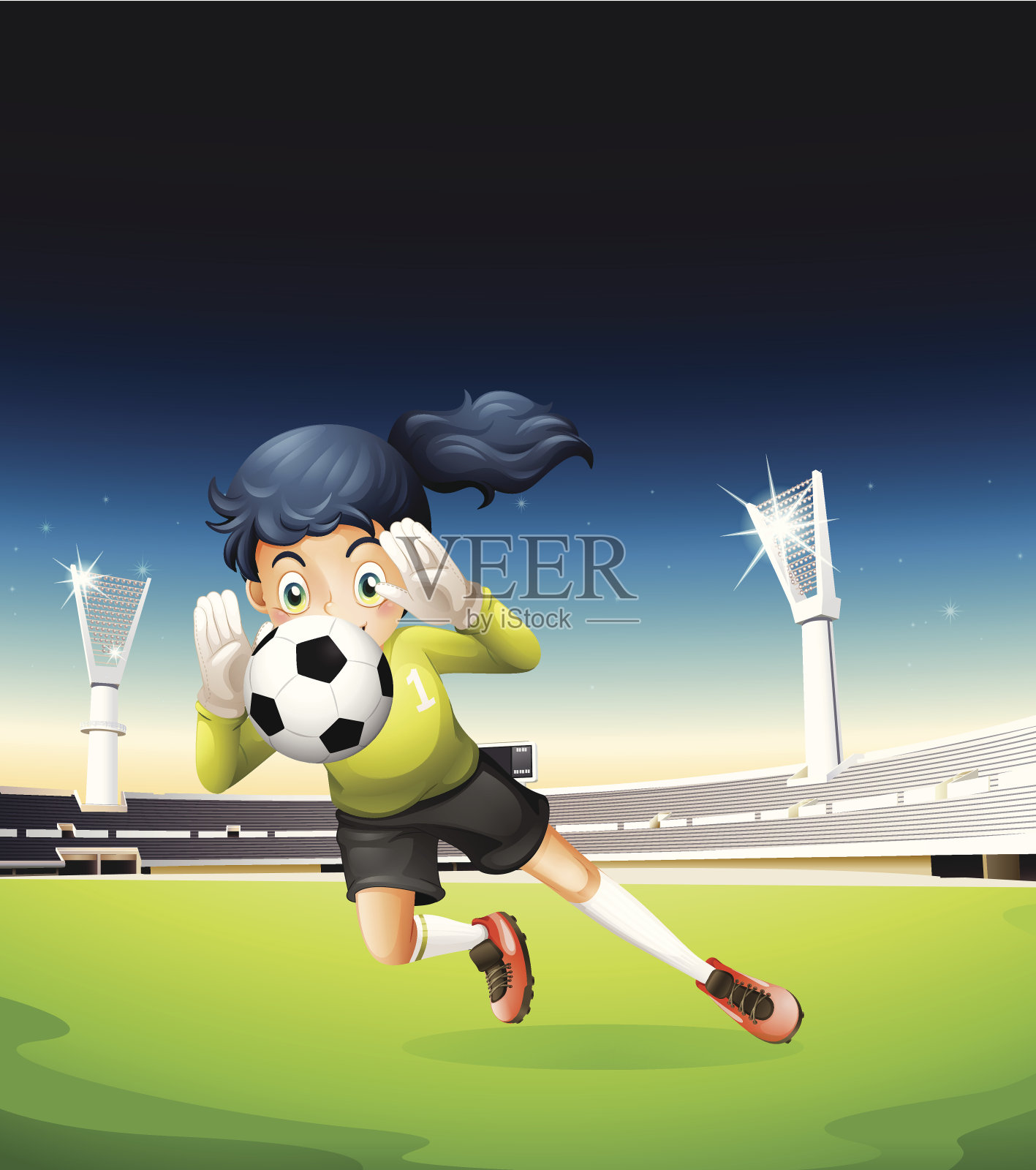 女足球运动员插画图片素材