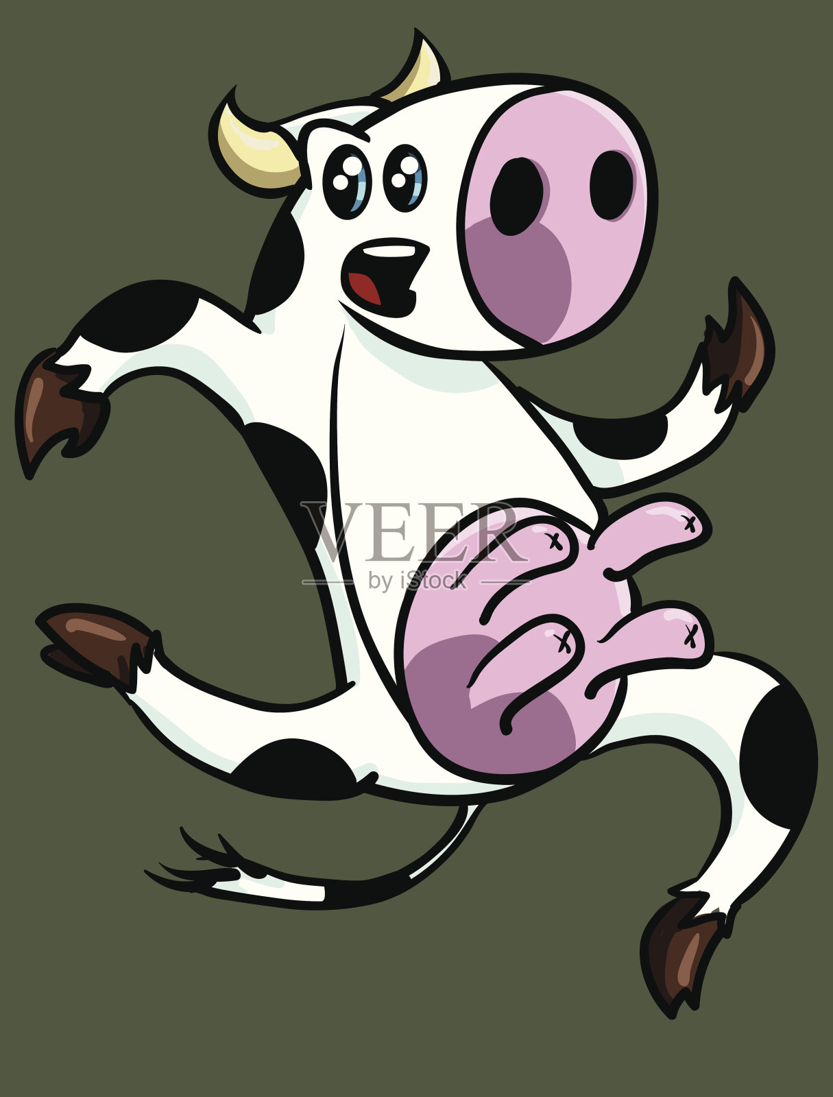 可爱卡通牛跑插画图片素材