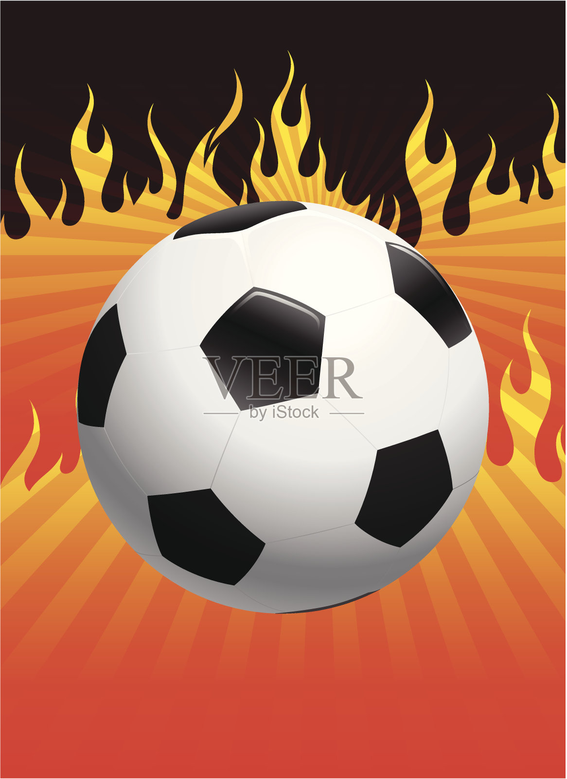 足球与燃烧的火焰背景插画图片素材