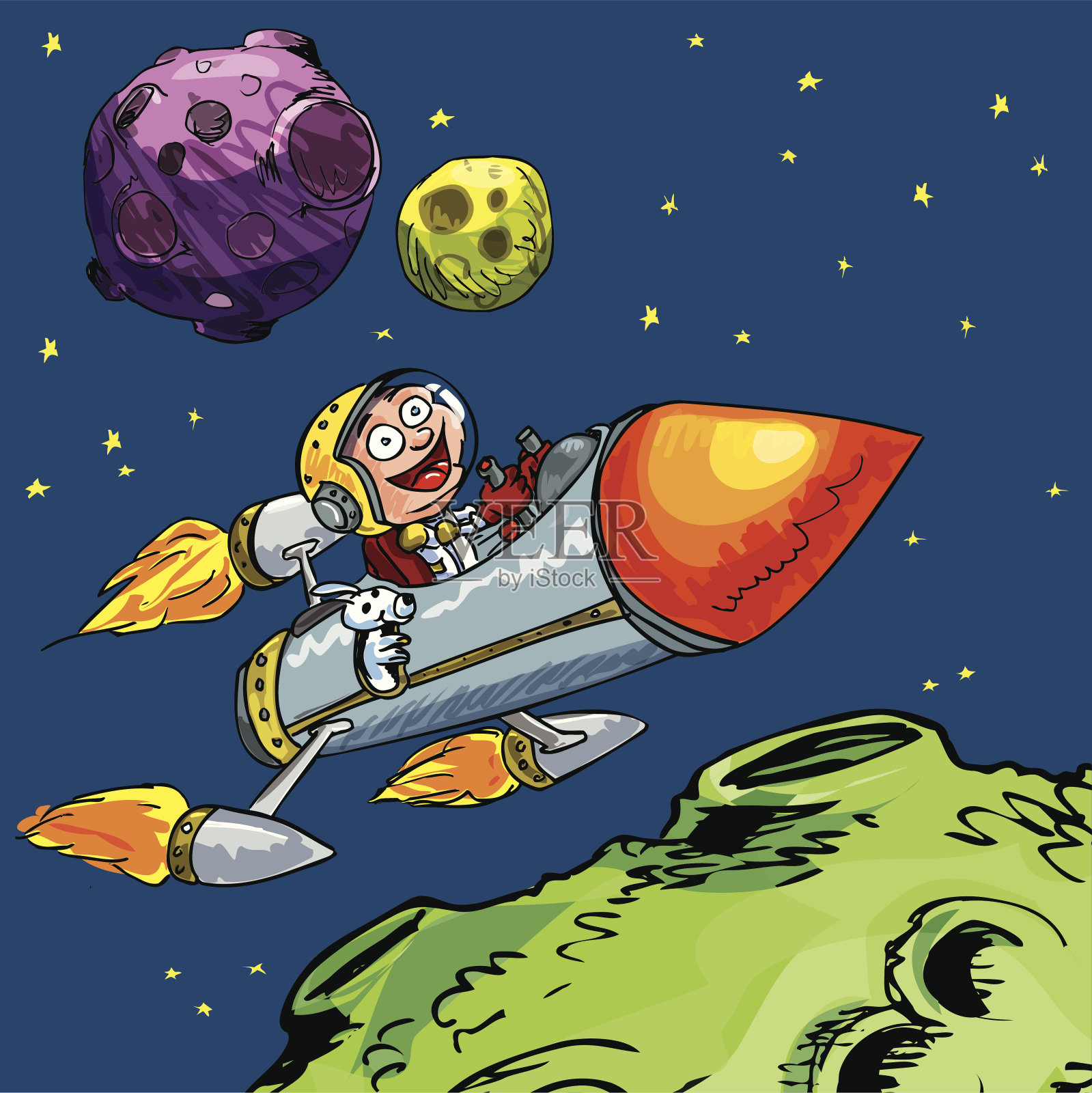 卡通火箭赛车插画图片素材