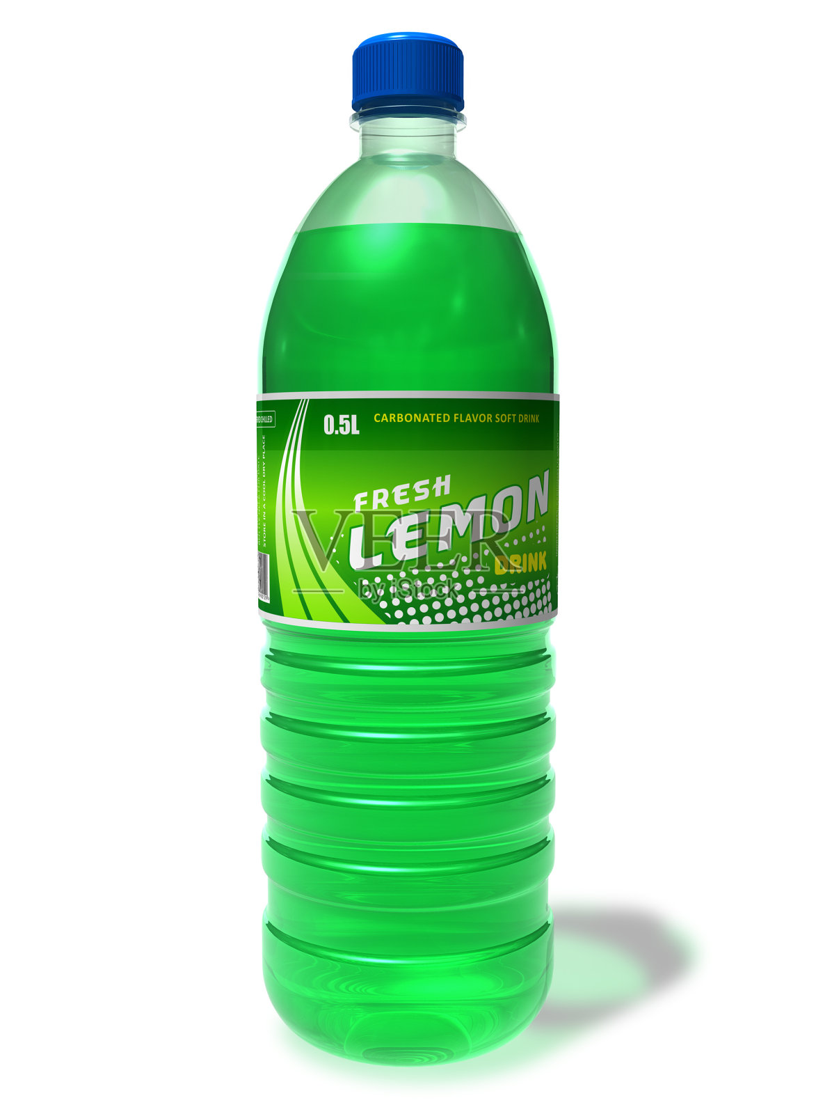 清新的柠檬汽水，装在塑料瓶中照片摄影图片