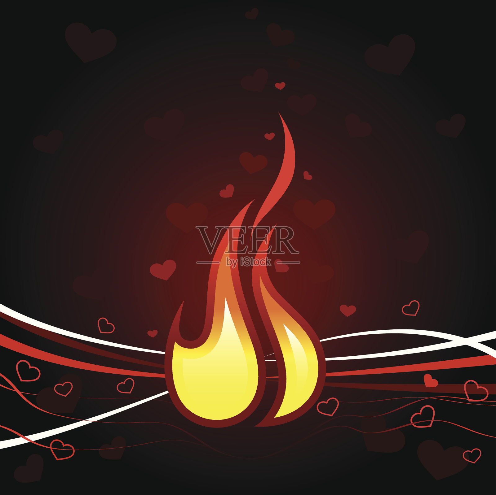 红色火焰情人节的背景设计元素图片