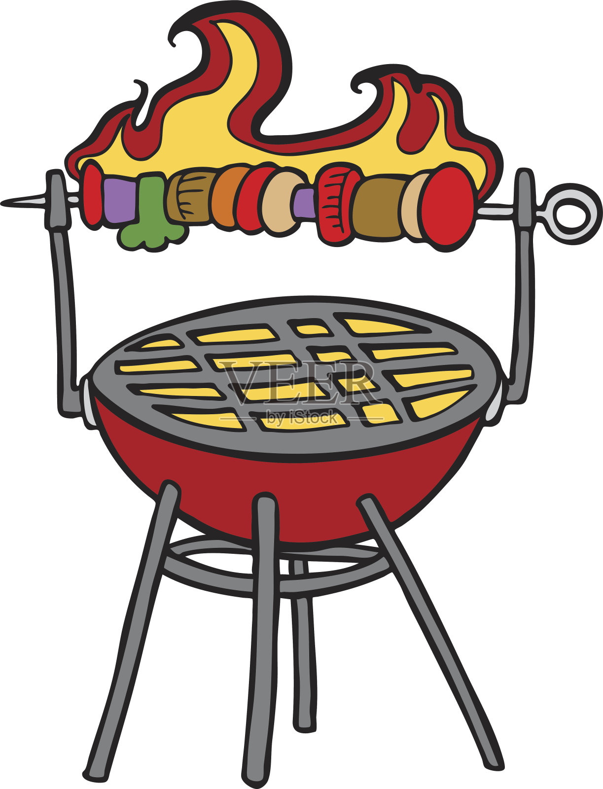 烤肉串卡通颜色设计元素图片