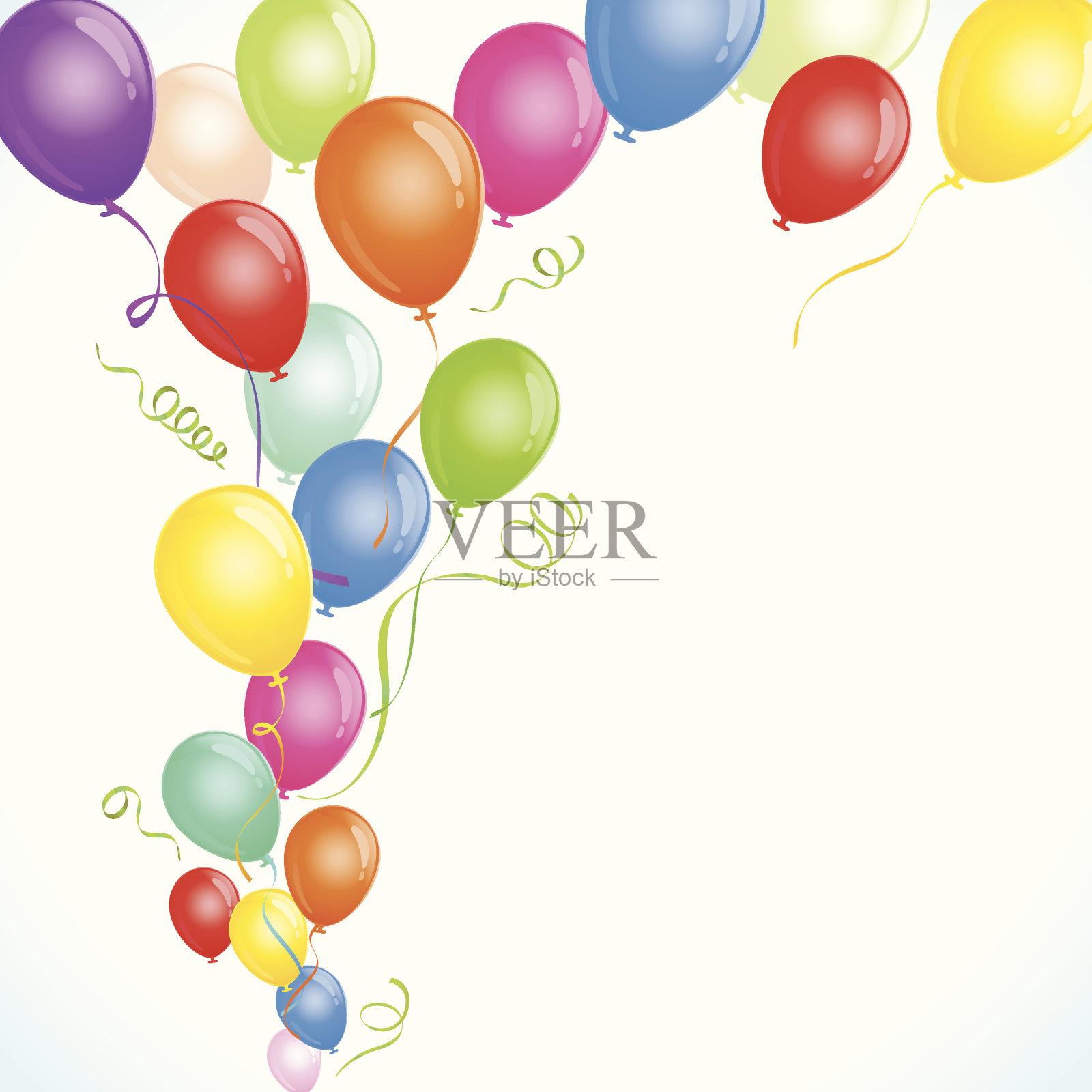 多色派对气球在蓝色Vignette设计元素图片