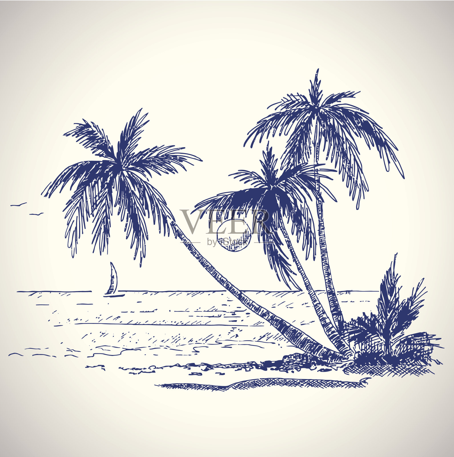 夏季度假热带岛屿插画图片素材