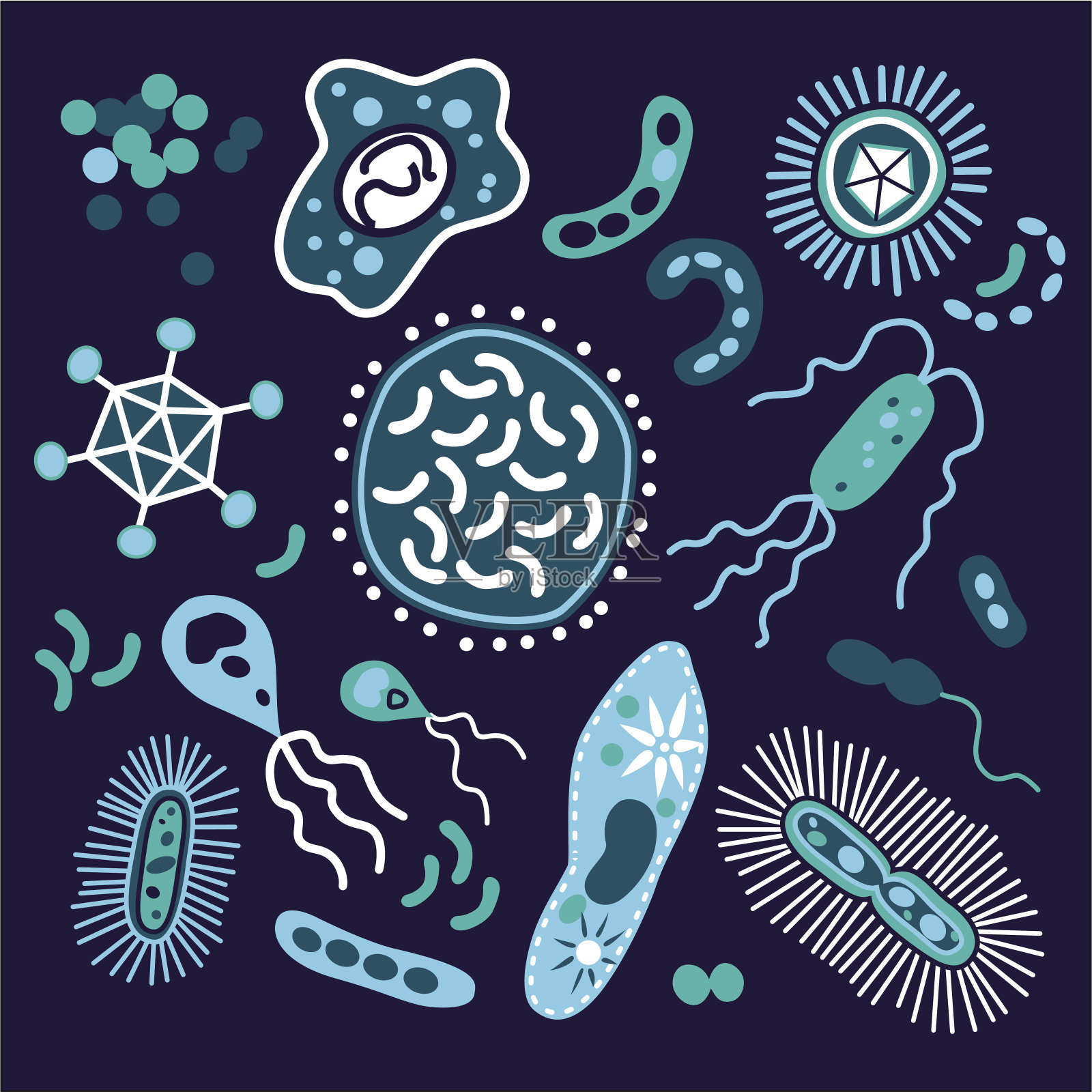 细菌组插画图片素材