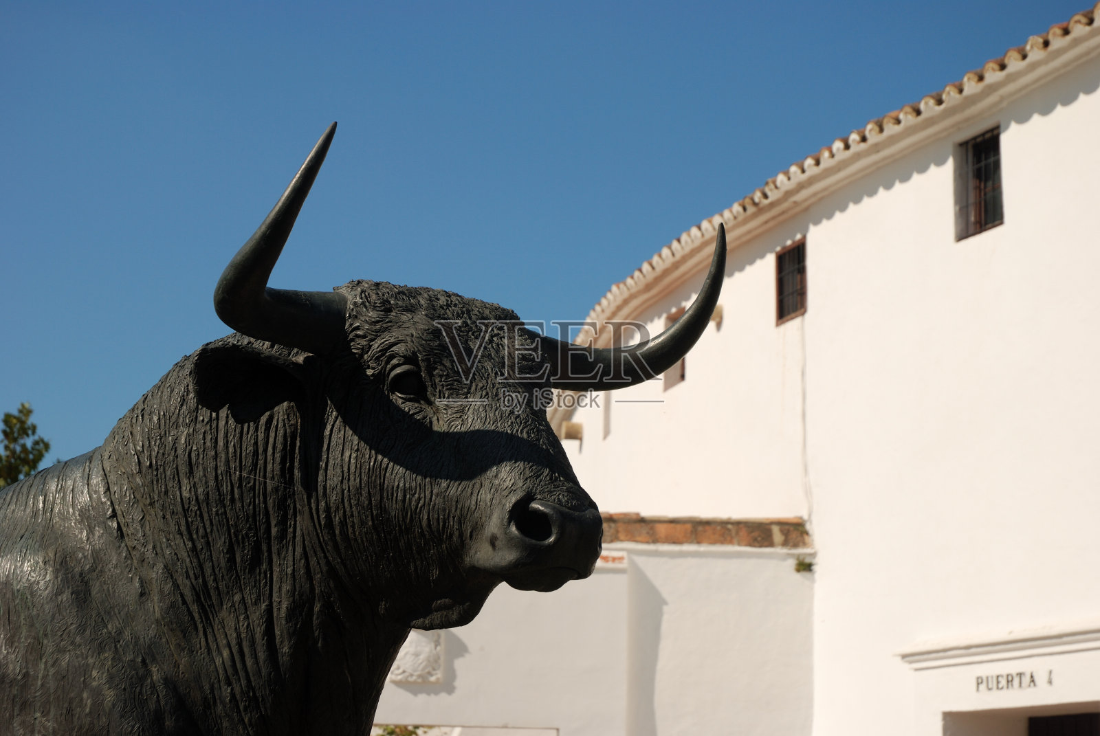 西班牙隆达的公牛雕像照片摄影图片