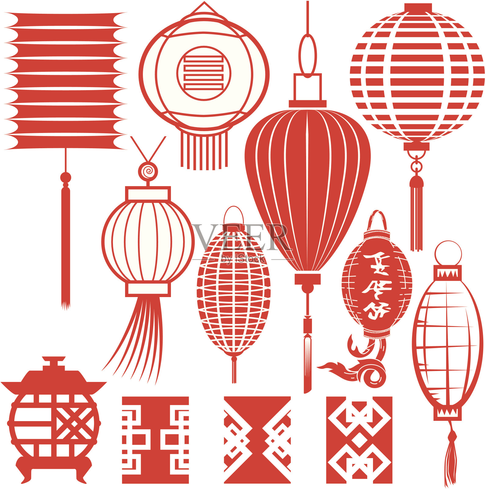 设计元素-中国灯笼插画图片素材