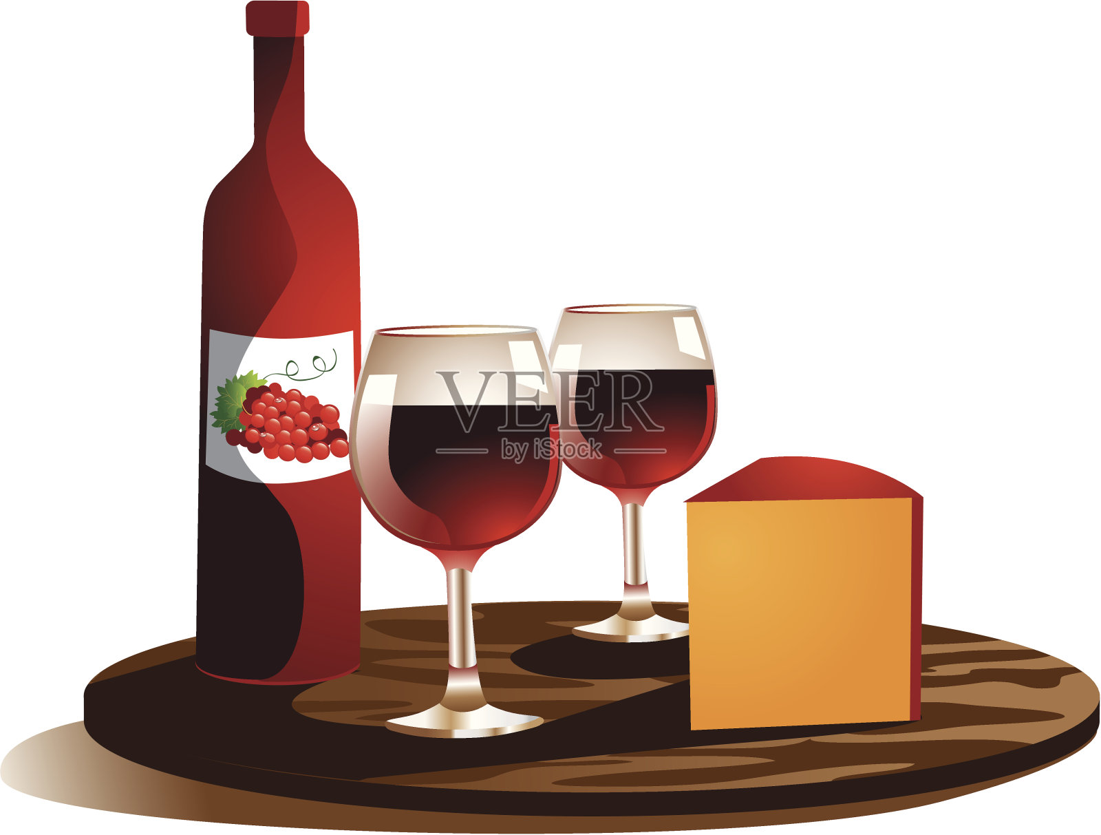 葡萄酒和奶酪设计元素图片