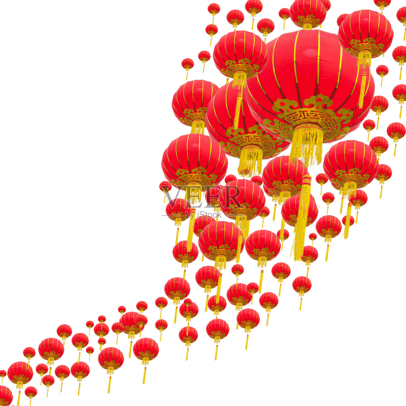 红色和黄色的中国灯笼插画图片素材