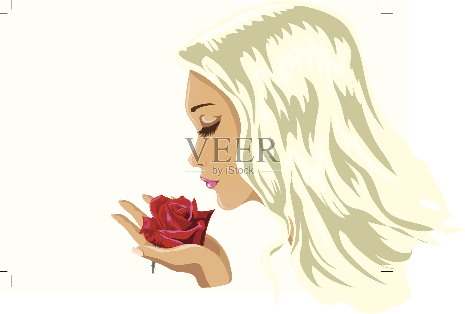 美丽和玫瑰插画图片素材