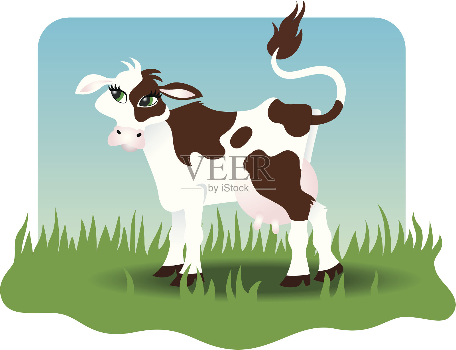 田里的牛插画图片素材