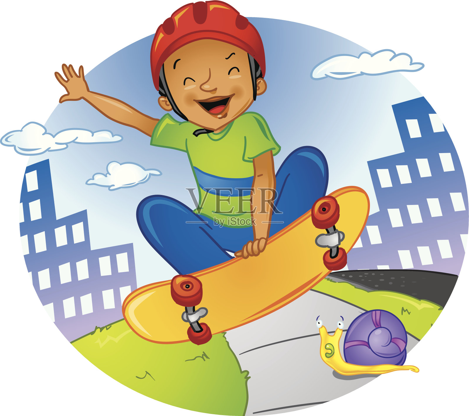 滑板男孩插画图片素材