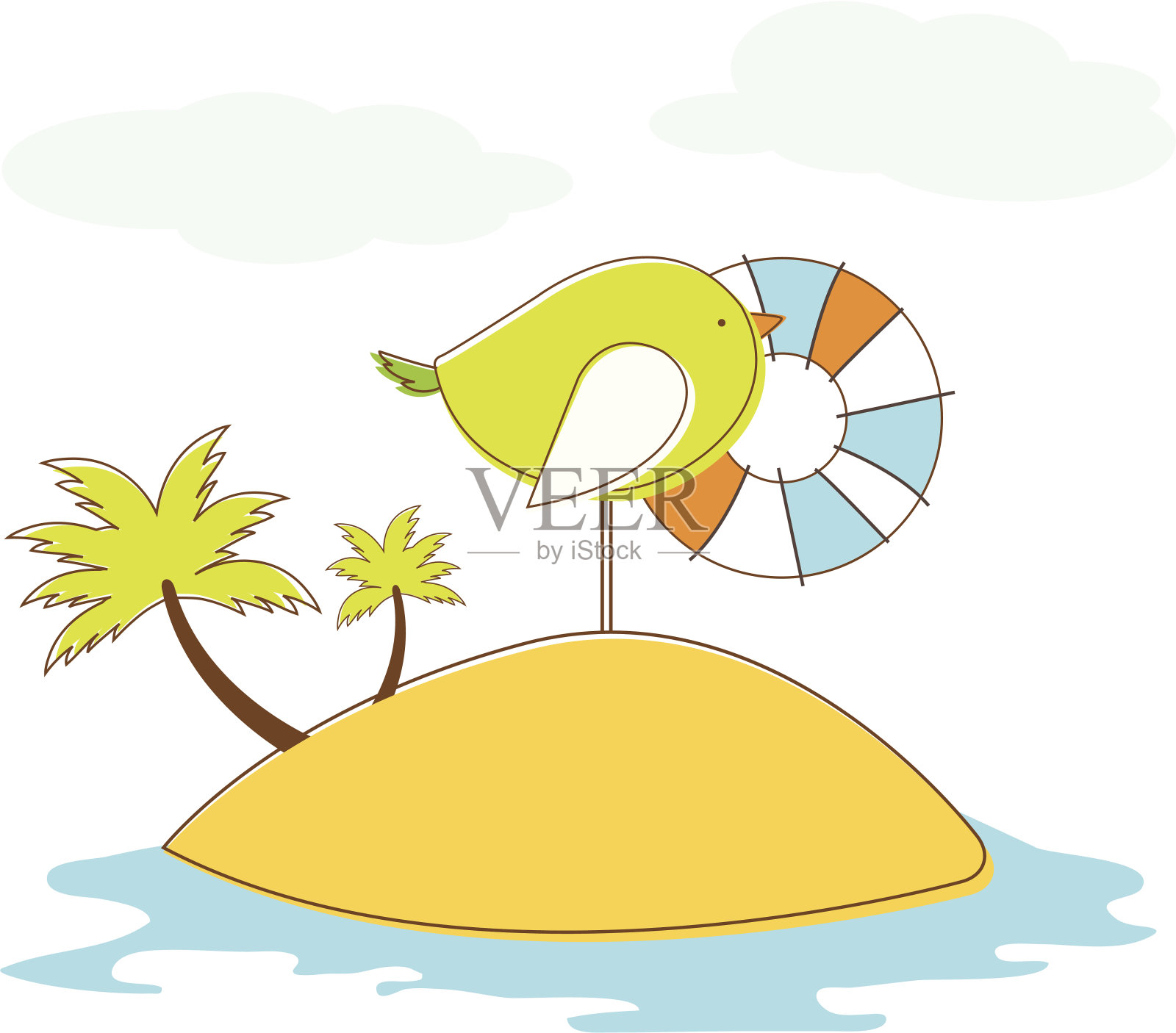 鸟在岛屿。向量Illuatration插画图片素材