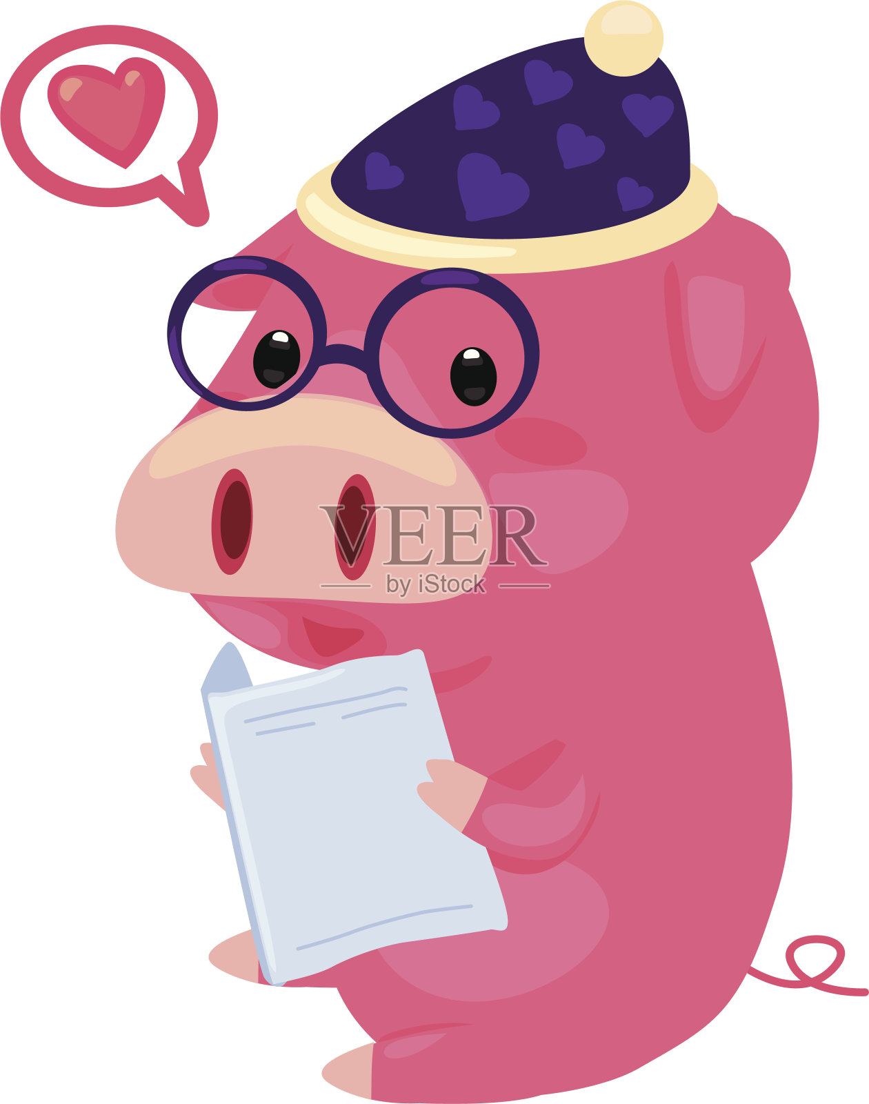 猪读书插画图片素材