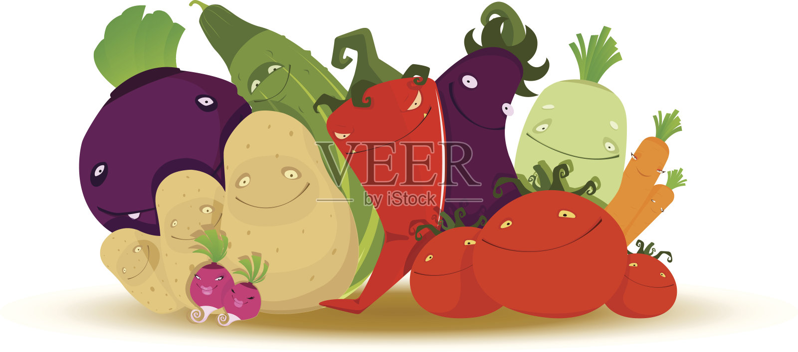 有趣的蔬菜插画图片素材