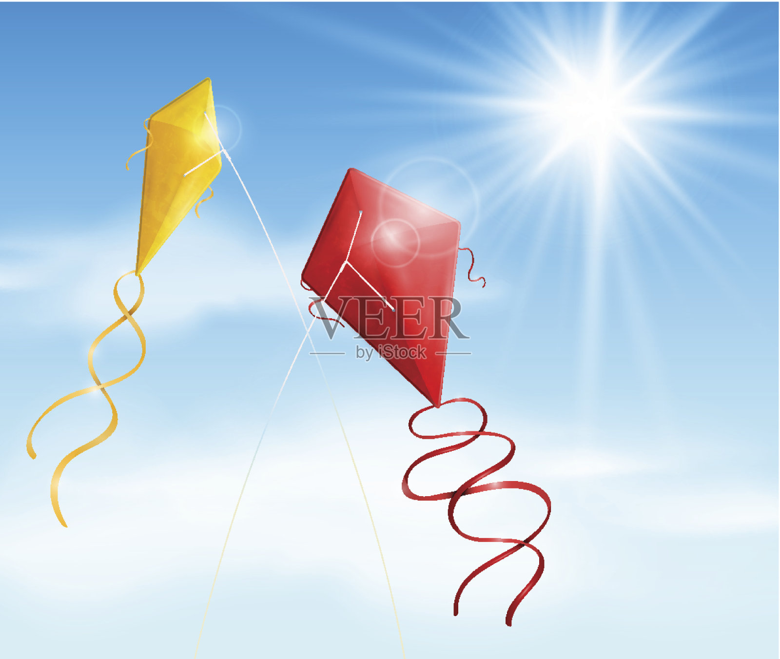 两个风筝插画图片素材