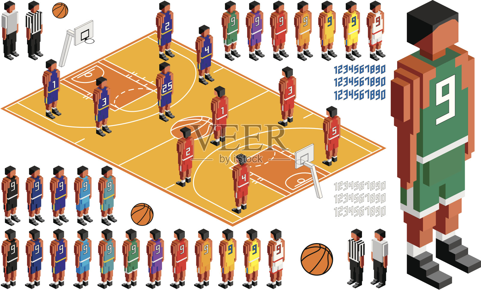 矢量插图的篮球战术工具包插画图片素材