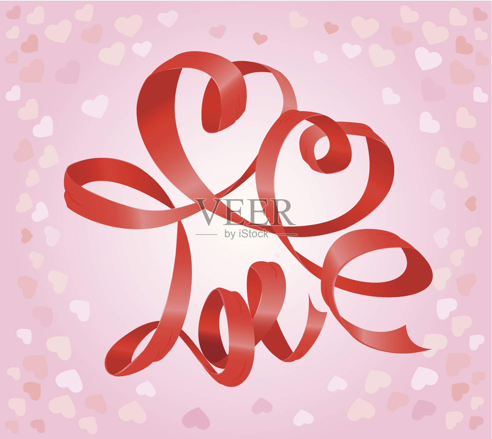 情人节卡片，爱心和爱的话语插画图片素材